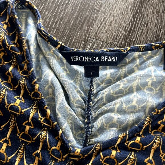 EUC Veronica Beard Neeta Ruched Jersey‎ Top Large Bit Print Stretch Long Sleeve - Picture 11 of 16